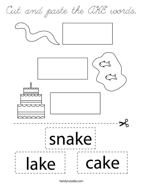 Cut and paste the AKE Words Coloring Page