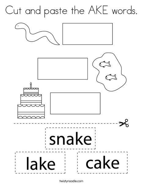 Cut and paste the AKE Words Coloring Page