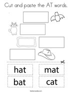 Cut and paste the AT words Coloring Page