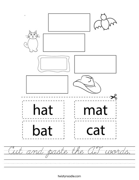 Cut and paste the AT words. Worksheet