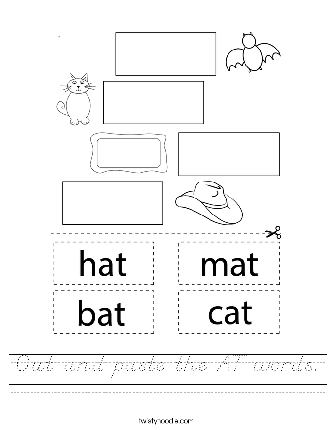 Cut and paste the AT words. Worksheet