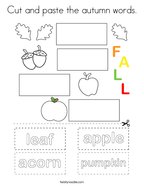 Cut and paste the autumn words Coloring Page