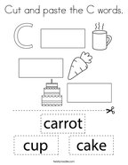 Cut and paste the C words Coloring Page