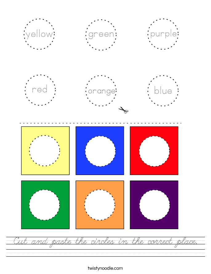 Cut and paste the circles in the correct place. Worksheet