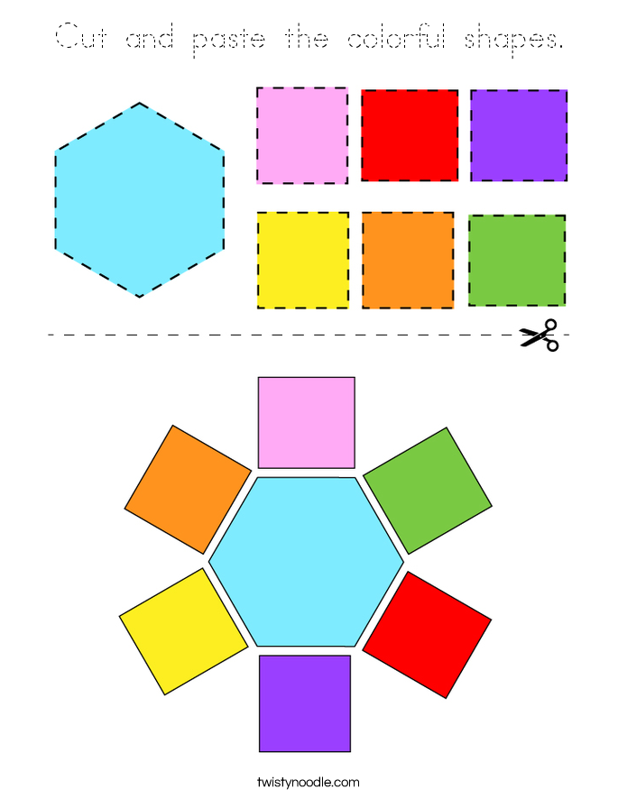 Cut and paste the colorful shapes. Coloring Page