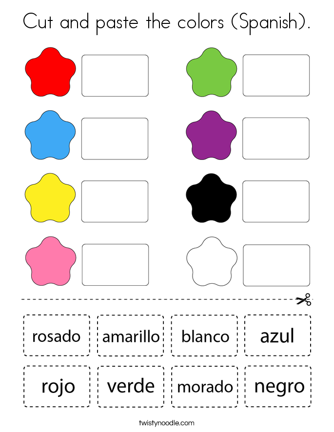 Cut and paste the colors (Spanish). Coloring Page