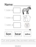 Cut and paste the correct animal. Worksheet