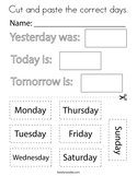 Cut and paste the correct days Coloring Page