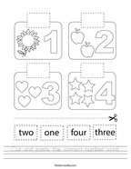 Cut and paste the correct number word Handwriting Sheet
