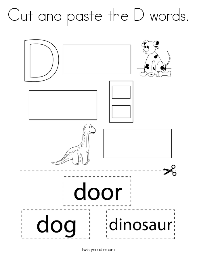Cut and paste the D words. Coloring Page