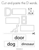 Cut and paste the D words Coloring Page