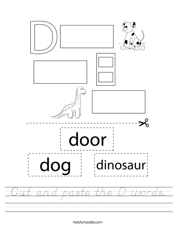 Cut and paste the D words. Worksheet