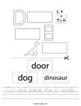 Cut and paste the D words. Worksheet