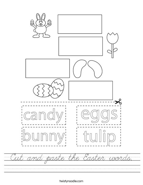 Cut and paste the Easter words. Worksheet