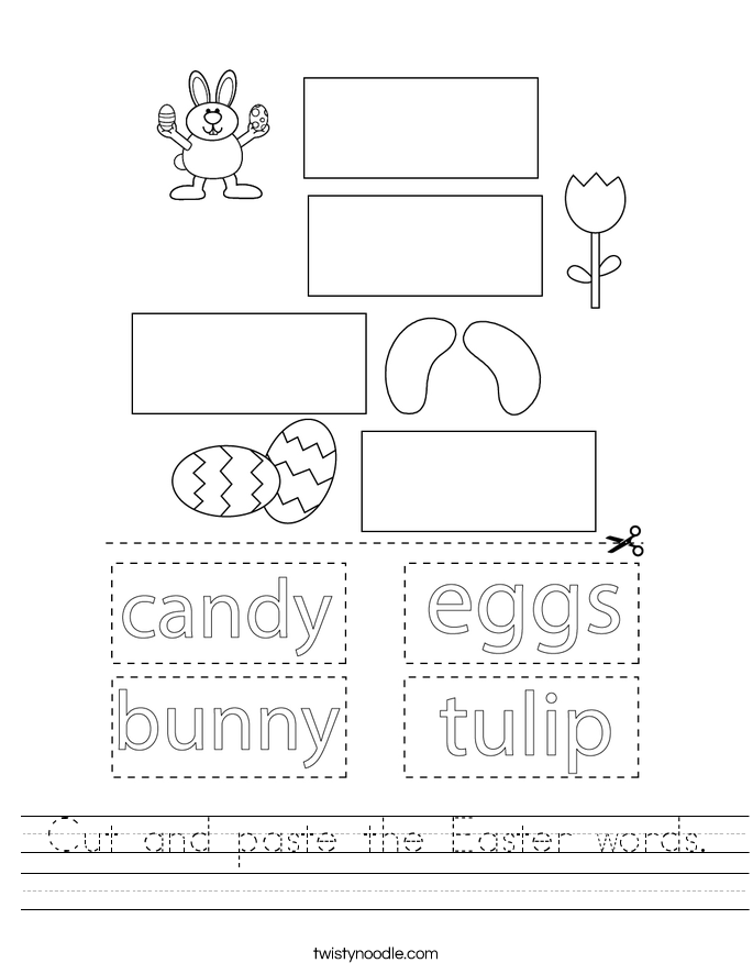 Cut and paste the Easter words. Worksheet