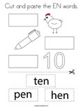 Cut and paste the EN words. Coloring Page