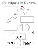 Cut and paste the EN words Coloring Page