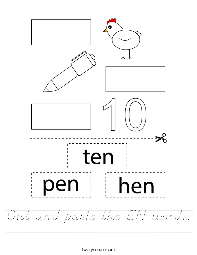 Cut and paste the EN words. Worksheet