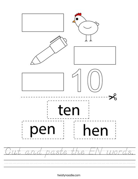 Cut and paste the EN words. Worksheet