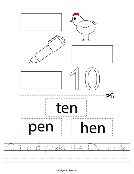 Cut and paste the EN words. Worksheet