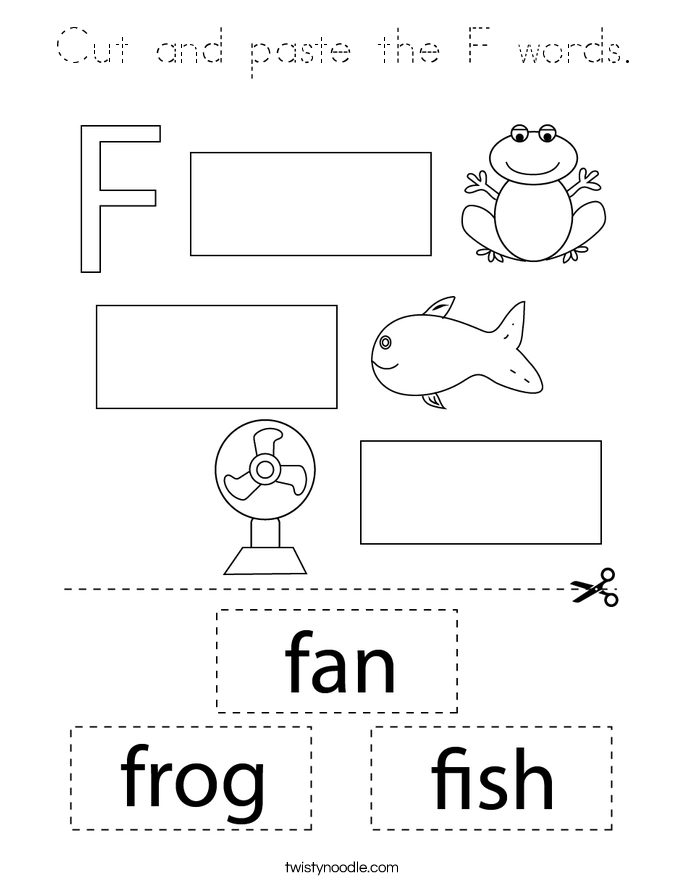 Cut and paste the F words. Coloring Page