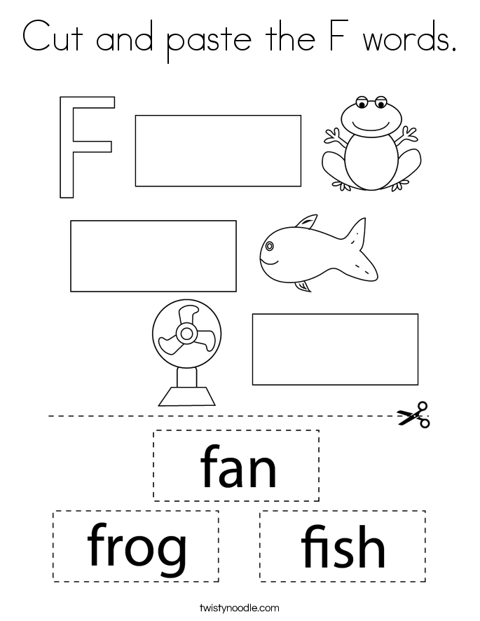 Cut and paste the F words. Coloring Page