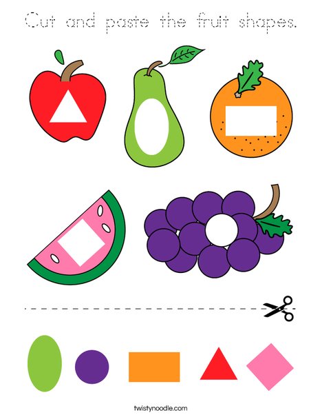 Cut and paste the fruit shapes. Coloring Page