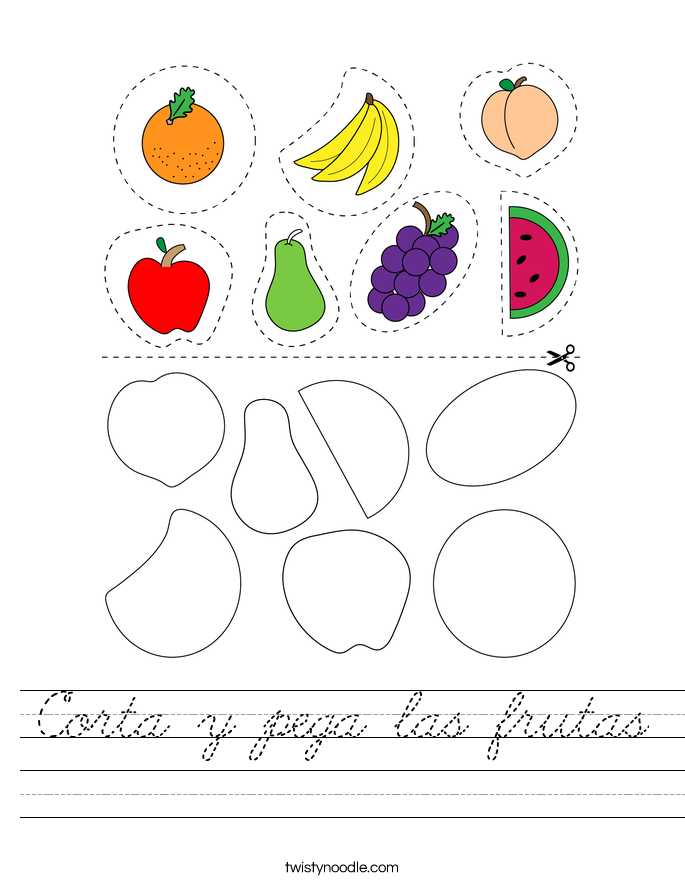 Corta y pega las frutas Worksheet