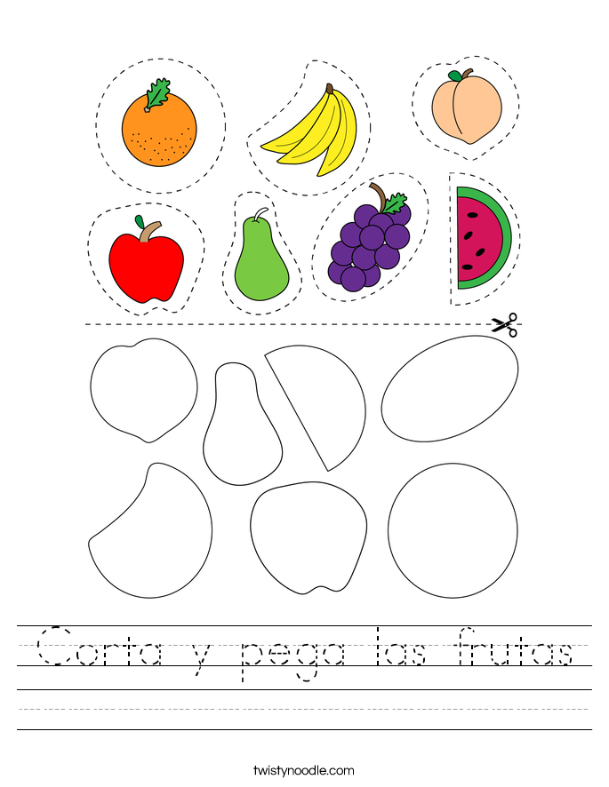 Corta y pega las frutas Worksheet