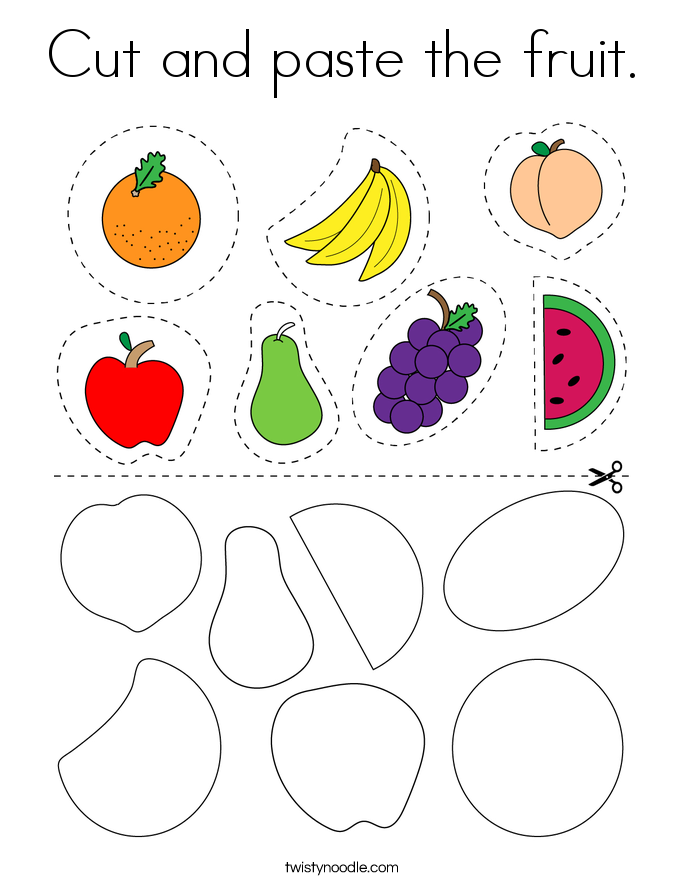 Cut and paste the fruit. Coloring Page