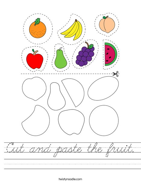 Cut and paste the fruit. Worksheet