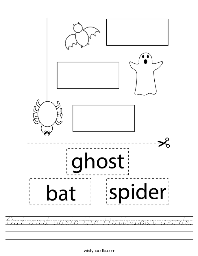 Cut and paste the Halloween words. Worksheet