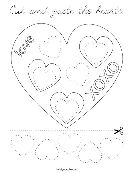 Cut and paste the hearts. Coloring Page