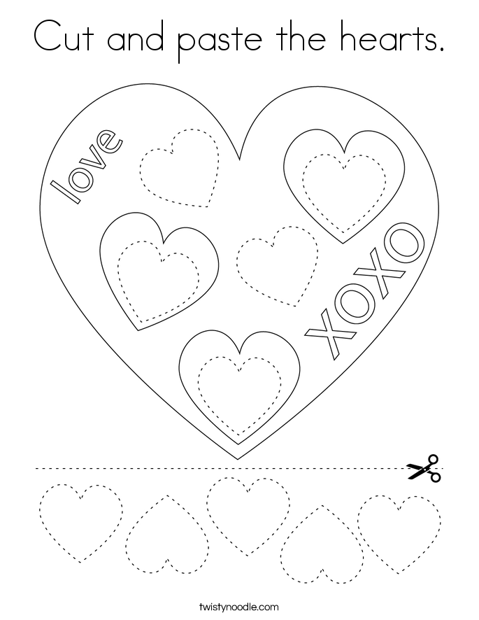 Cut and paste the hearts. Coloring Page