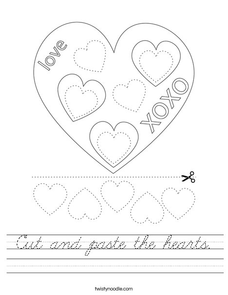 Cut and paste the hearts. Worksheet