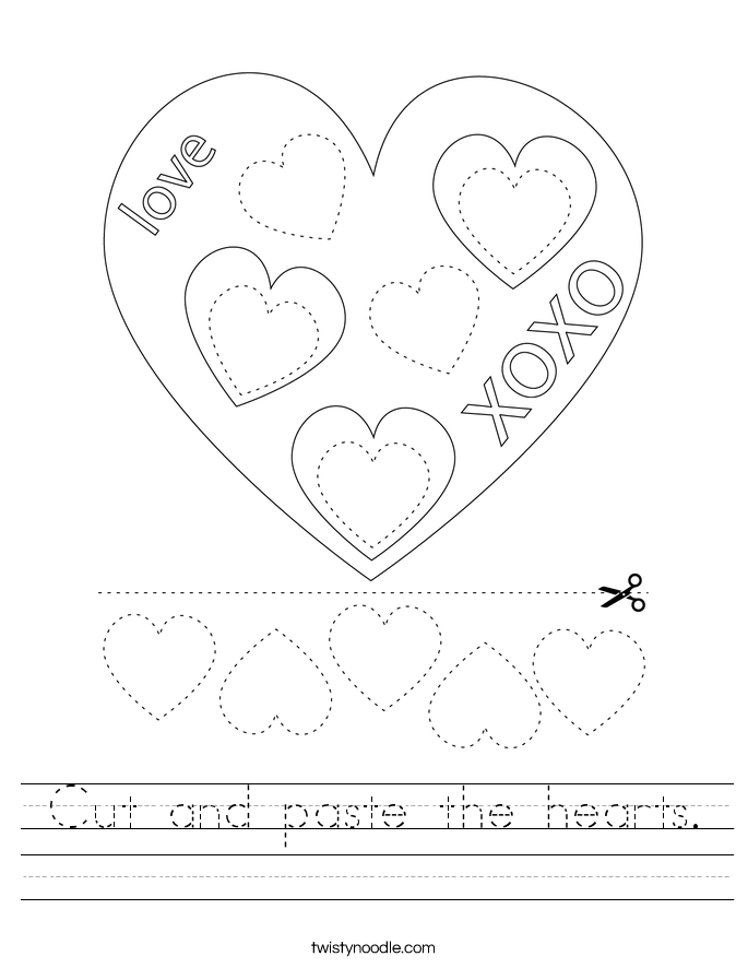 Cut and paste the hearts. Worksheet