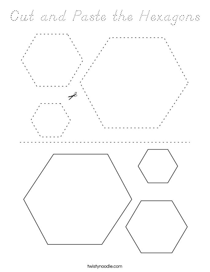 Cut and Paste the Hexagons Coloring Page