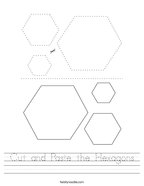 Cut and Paste the Hexagons Handwriting Sheet