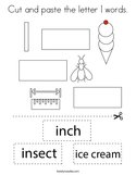 Cut and paste the letter I words Coloring Page