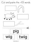 Cut and paste the -IG words Coloring Page