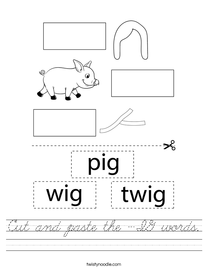 Cut and paste the -IG words. Worksheet