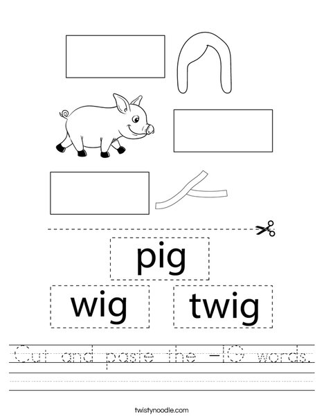 Cut and paste the -IG words. Worksheet