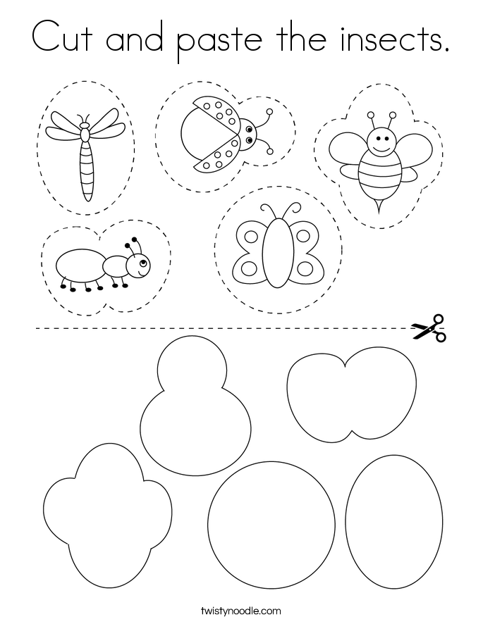 Cut and paste the insects. Coloring Page