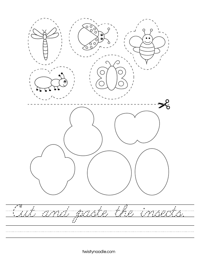 Cut and paste the insects. Worksheet