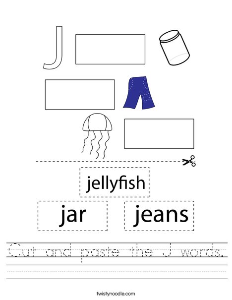 Cut and paste the J words. Worksheet