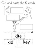 Cut and paste the K words Coloring Page