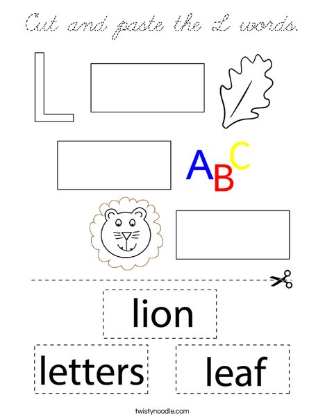 Cut and paste the L words. Coloring Page