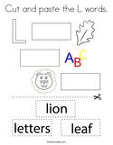 Cut and paste the L words Coloring Page