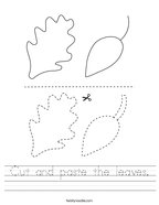 Cut and paste the leaves Handwriting Sheet