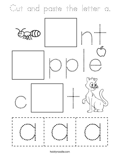 Cut and paste the letter a. Coloring Page